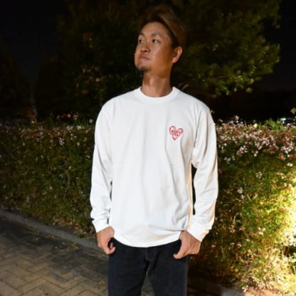 ROKUSTA Heart Embroidery Long Sleeve T-Shirt