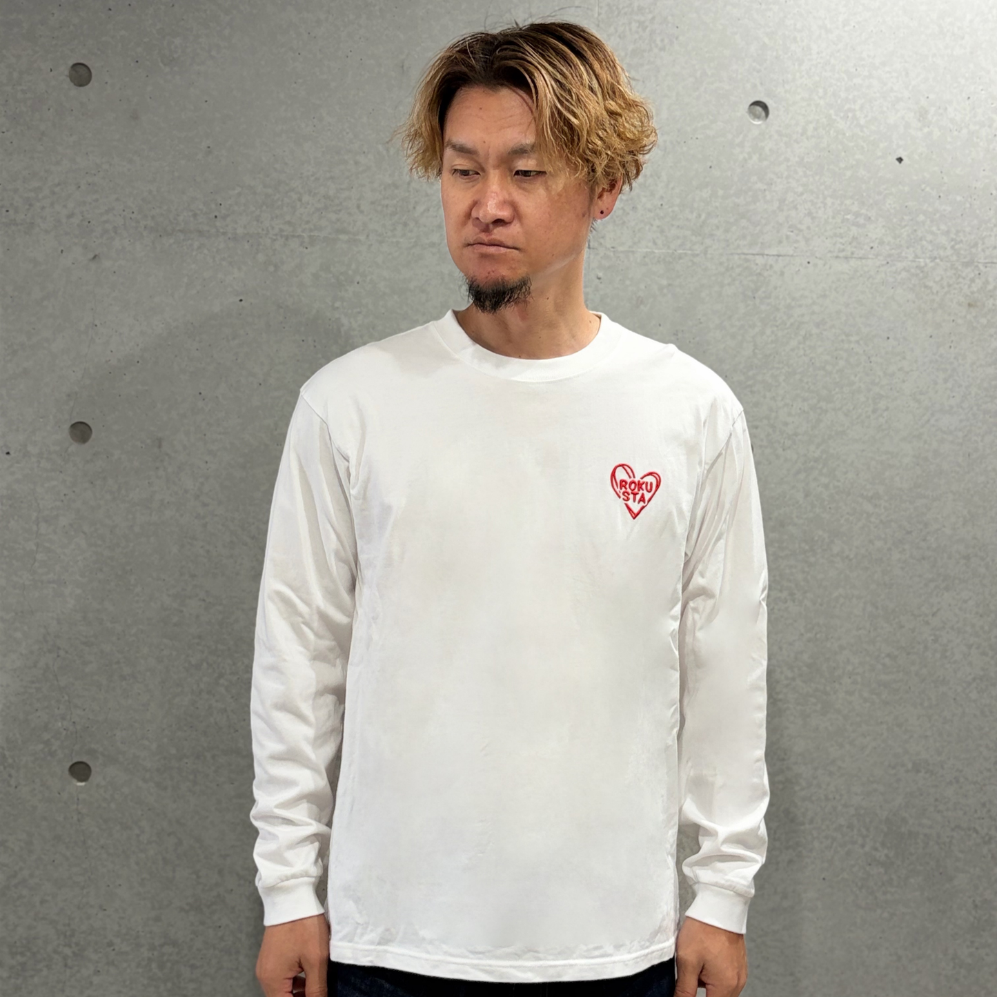 ROKUSTA Heart Embroidery Long Sleeve T-Shirt